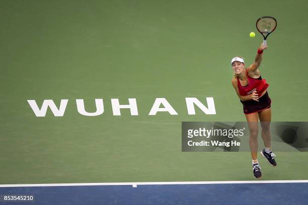 Caroline Garcia of France returns a shot during the match against Angelique Kerber of Germany on Day 2 of 2017 Dongfeng Motor Wuhan Open at Optics...