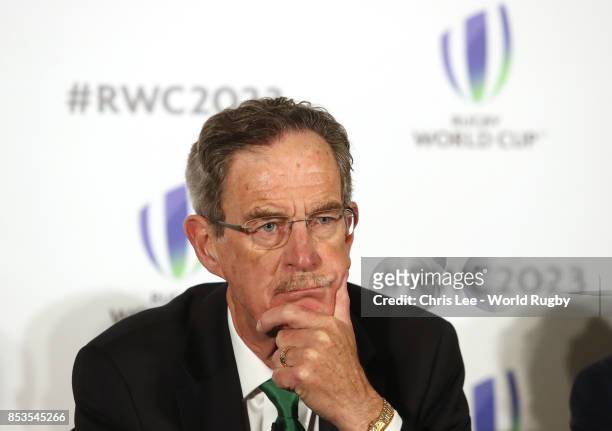 Chairman, Ireland 2023 Oversight Board Dick Spring during the Rugby World Cup 2023 Bid Presentations event at Royal Garden Hotel on September 25,...