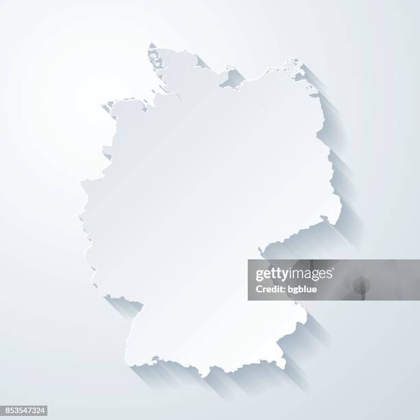 ilustrações de stock, clip art, desenhos animados e ícones de germany map with paper cut effect on blank background - alemanha