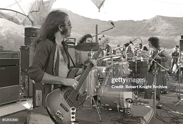 Photo of JOURNEY and Ross VALORY and Aynsley DUNBAR and Neal SCHON; Ross Valory, Aynsley Dunbar and Neal Schon performing on stage