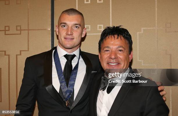 Dustin Martin of the Tigers poses with his manager Ralph Carr after winning the 2017 Brownlow Medal at the 2017 Brownlow Medal at Crown Entertainment...