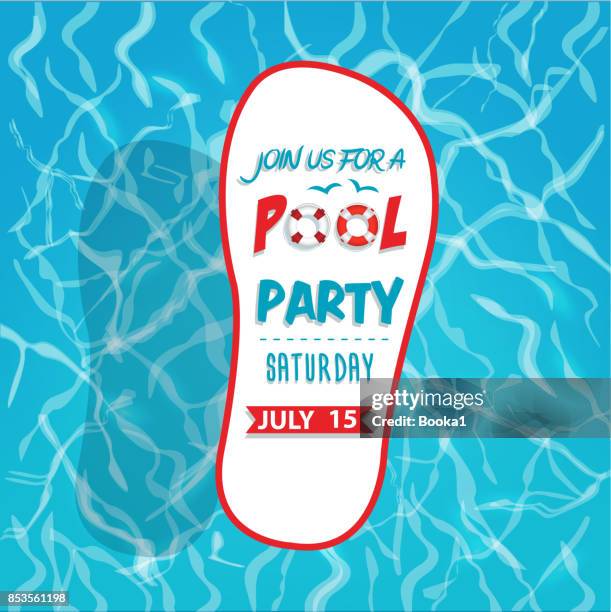 ilustraciones, imágenes clip art, dibujos animados e iconos de stock de piscina parte flyer - fiesta de piscina