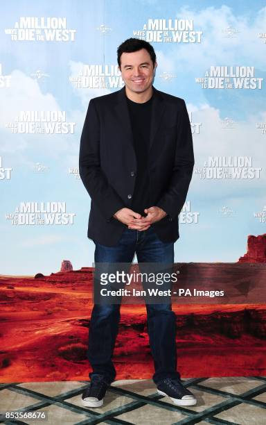 Seth MacFarlane attending a photocall for the film A Million Ways to Die in the West at Claridge's Hotel in London.