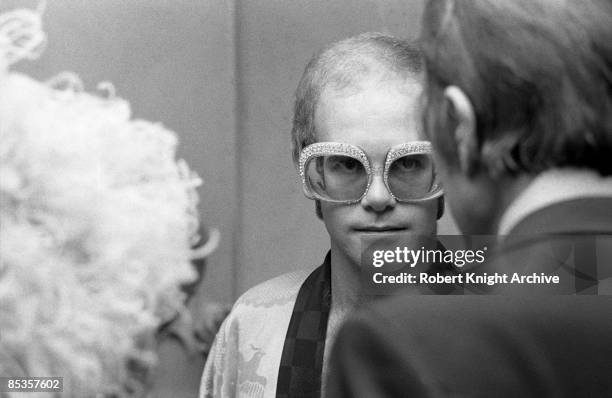 Photo of Elton JOHN and Jack LORD; Elton John backstage with Hawaii Five-O actor Jack Lord