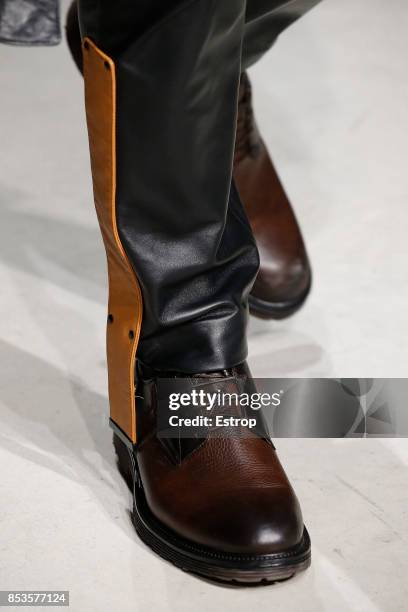 Shoe Detail at the Trussardi show during Milan Fashion Week Spring/Summer 2018 on September 24, 2017 in Milan, Italy.