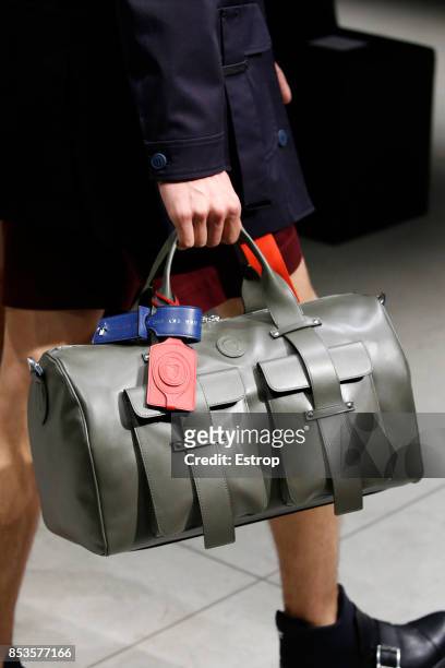 Bag Detail at the Trussardi show during Milan Fashion Week Spring/Summer 2018 on September 24, 2017 in Milan, Italy.