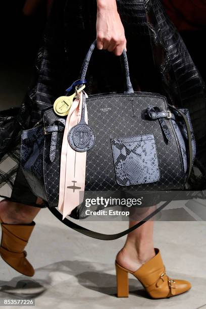 Bag Detail at the Trussardi show during Milan Fashion Week Spring/Summer 2018 on September 24, 2017 in Milan, Italy.