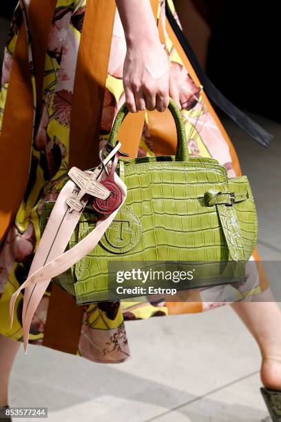 Bag Detail at the Trussardi show during Milan Fashion Week Spring/Summer 2018 on September 24, 2017 in Milan, Italy.