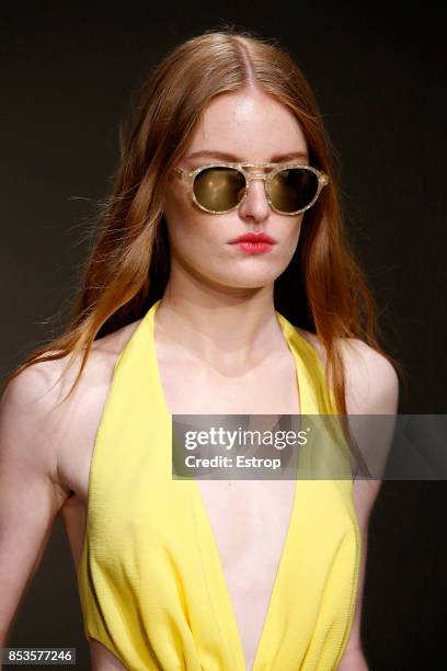 Eyewear Detail at the Trussardi show during Milan Fashion Week Spring/Summer 2018 on September 24, 2017 in Milan, Italy.