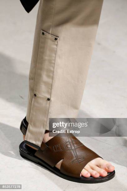 Shoe Detail at the Trussardi show during Milan Fashion Week Spring/Summer 2018 on September 24, 2017 in Milan, Italy.