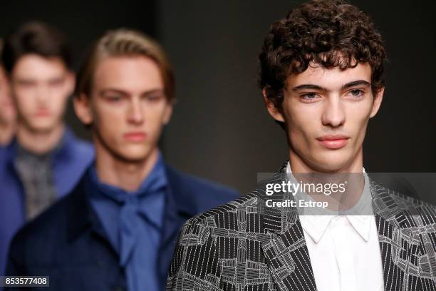 Atmosphere at the Trussardi show during Milan Fashion Week Spring/Summer 2018 on September 24, 2017 in Milan, Italy.