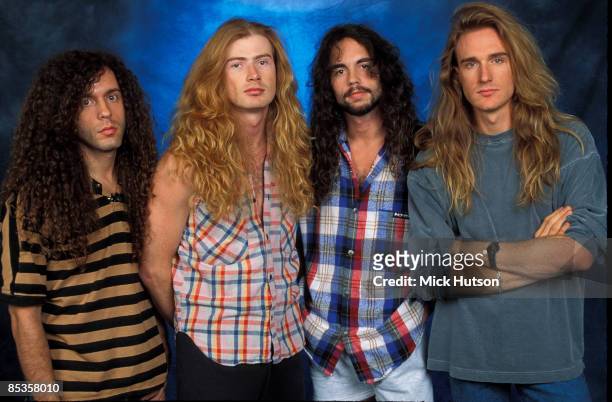 Photo of David Ellefson and Dave MUSTAINE and Marty FRIEDMAN and MEGADETH, L-R: Marty Friedman, Dave Mustaine, Nick Menza, David Ellefson