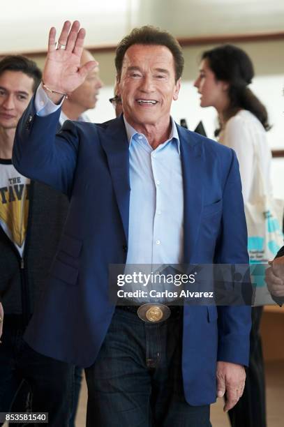 Actor Arnold Schwarzenegger attends the 'Wonder Of The Sea 3D' photocall at the Kursaal Palace during the 65th San Sebastian International Film...