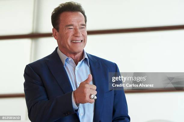 Actor Arnold Schwarzenegger attends the 'Wonder Of The Sea 3D' photocall at the Kursaal Palace during the 65th San Sebastian International Film...