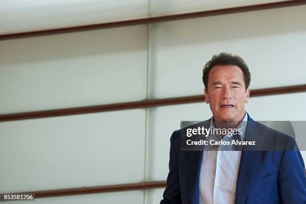 Actor Arnold Schwarzenegger attends the 'Wonder Of The Sea 3D' photocall at the Kursaal Palace during the 65th San Sebastian International Film...