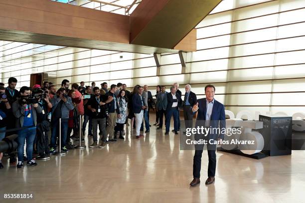 Actor Arnold Schwarzenegger attends the 'Wonder Of The Sea 3D' photocall at the Kursaal Palace during the 65th San Sebastian International Film...