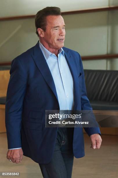 Actor Arnold Schwarzenegger attends the 'Wonder Of The Sea 3D' photocall at the Kursaal Palace during the 65th San Sebastian International Film...