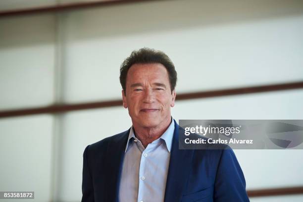 Actor Arnold Schwarzenegger attends the 'Wonder Of The Sea 3D' photocall at the Kursaal Palace during the 65th San Sebastian International Film...