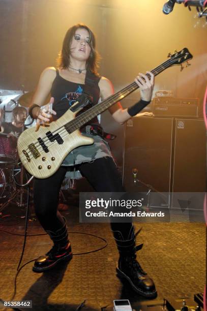 Photo of Sick Puppies in Los Angeles, Emma Anzai of the Sick Puppies performs onstage at the Troubadour in West Hollywood, California., 7 March, 2007