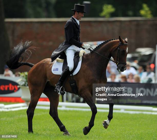 Mark Todd riding NZB Campino competes in the CCI3* dressage event during the Bramham International Horse Trials at Bramham Park, West Yorkshire.