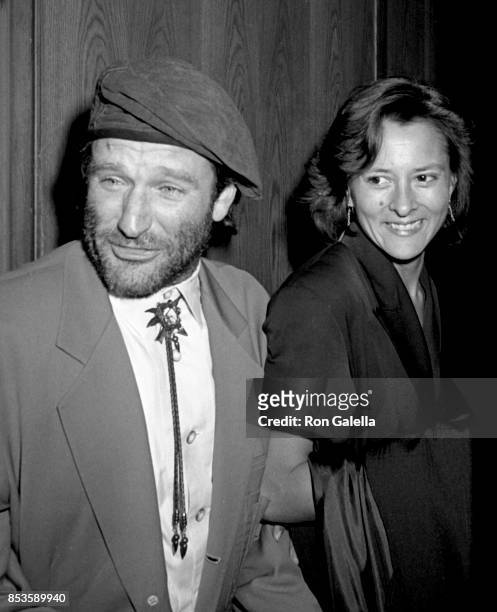 Robin Williams and Valerie Velardi attend "Memories of Me" Premiere on September 22, 1988 at Cinema III in New York City.
