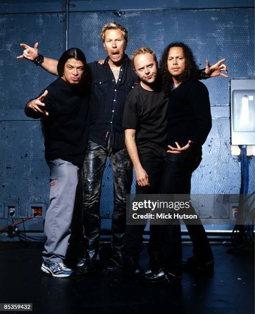 Photo of Robert TRUJILLO and METALLICA and Lars ULRICH and Kirk HAMMETT and James HETFIELD; L-R: Robert Trujillo, James Hetfield, Lars Ulrich, Kirk...