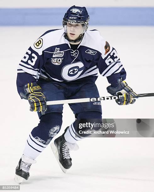 Philippe Paradis of the Shawinigan Cataractes skates during the game against the Quebec Remparts at Colisee Pepsi on March 06, 2009 in Quebec City,...