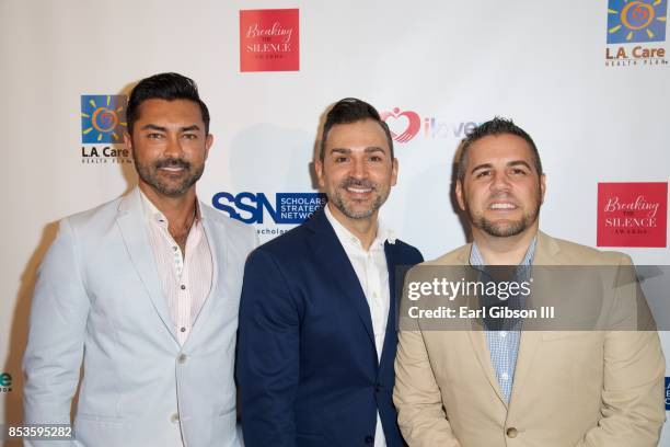 Yawar Charlie, Paul Katami and Jeff Zarrillo attend Breaking The Silence Awards on September 24, 2017 in Santa Monica, California.