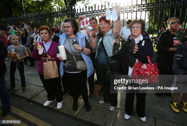 Survivors of institutional abuse and members of Aislinn centre Liz Cahill, Maria Byrne, Sylvia Whelan, Margaret Davy Cunningham, and Maureen Taylor...