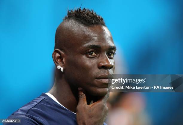 Mario Balotelli during a training session at the Arena da Amazonia, Manaus.