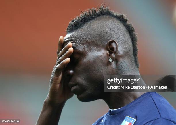 Mario Balotelli during a training session at the Arena da Amazonia, Manaus.