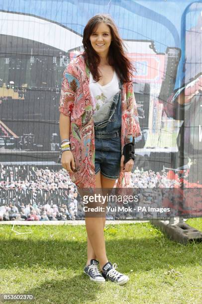 Tennis player Laura Robson backstage at the Isle of Wight Festival, in Seaclose Park, Newport, Isle of Wight.