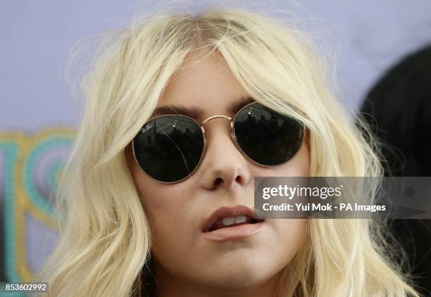 Taylor Momsen of The Pretty Reckless backstage at the Isle of Wight Festival, in Seaclose Park, Newport, Isle of Wight.