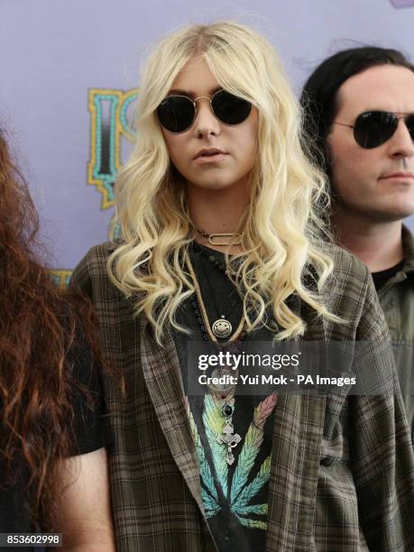 Taylor Momsen of The Pretty Reckless backstage at the Isle of Wight Festival, in Seaclose Park, Newport, Isle of Wight.