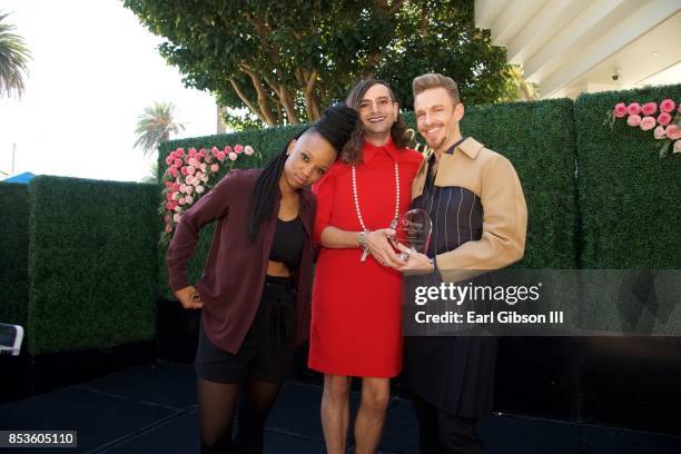 Nneka Onuorah, Jacob Tobia and R. Kurt Osenlund pose onstage at the Breaking The Silence Awards on September 24, 2017 in Santa Monica, California.