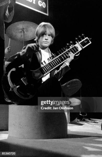 Photo of ROLLING STONES and Brian JONES, of Rolling Stones, performing 'Paint It Black' on 'Ready Steady Go!' TV Show at Wembley Studios, playing...