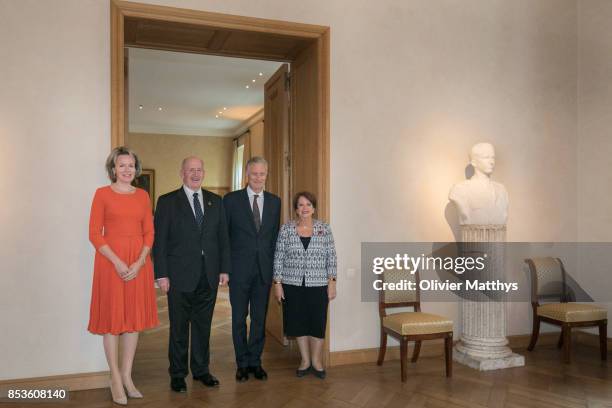 King Philippe of Belgium and Queen Mathilde of Belgium recieve Governor-General of the Commonwealth of Australia Sir Peter Cosgrove and Lady Peter...