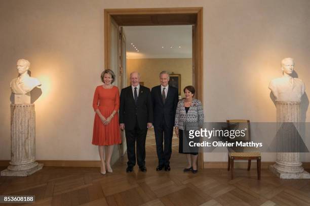 King Philippe of Belgium and Queen Mathilde of Belgium recieve Governor-General of the Commonwealth of Australia Sir Peter Cosgrove and Lady Peter...