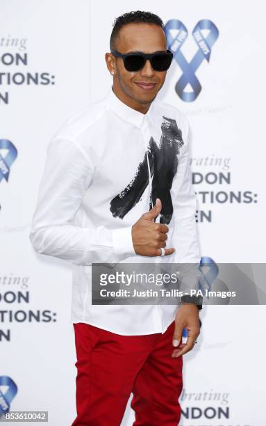 Lewis Hamilton arrives at One For The Boys charity fashion ball in London.