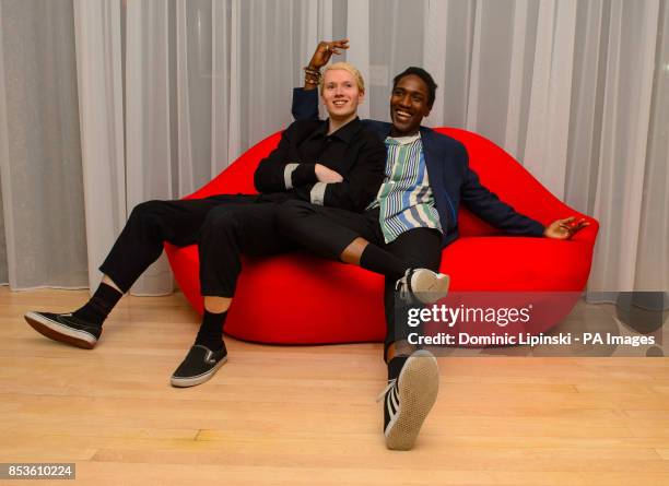 Designers Sam Cotton and Agi Mdumulla at the after party following the launch of the Agi & Sam SS15 collection at London Collections: Men, at the...