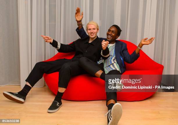 Designers Sam Cotton and Agi Mdumulla at the after party following the launch of the Agi & Sam SS15 collection at London Collections: Men, at the...