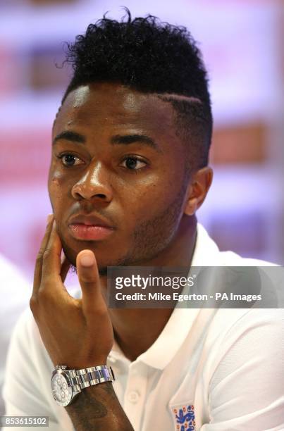 Raheem Sterling during a press conference at the Urca Military Training Ground, Rio de Janeiro, Brazil.