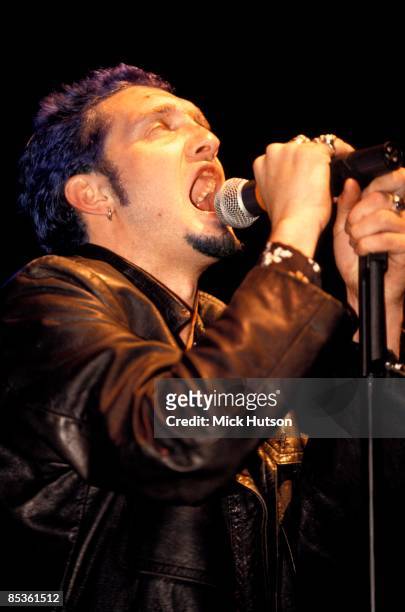 Circa 1993: Layne Staley from rock group Alice In Chains performs live on stage circa 1993.