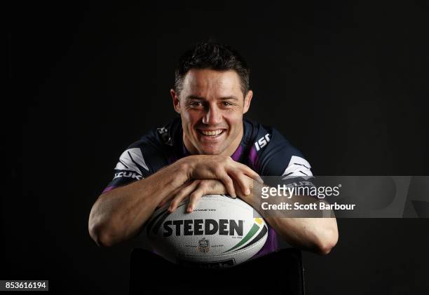 Cooper Cronk of the Storm poses during a Melbourne Storm NRL training session at Gosch's Paddock on September 25, 2017 in Melbourne, Australia.