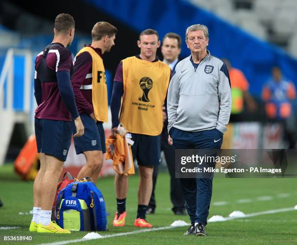 England manager Roy Hodgson during a training session at the Estadio do Sao Paulo, Sao Paulo, Brazil.