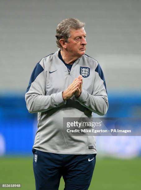 England manager Roy Hodgson during a training session at the Estadio do Sao Paulo, Sao Paulo, Brazil.