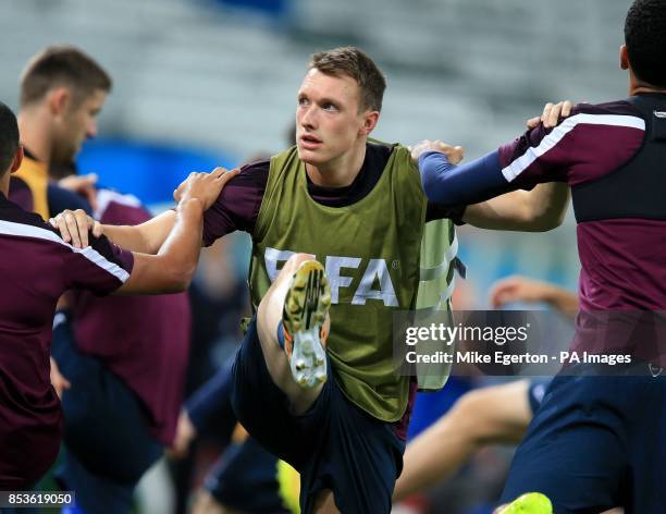 England's Phil Jones during a training session at the Estadio do Sao Paulo, Sao Paulo, Brazil.