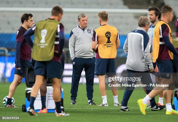 England manager Roy Hodgson during a training session at the Estadio do Sao Paulo, Sao Paulo, Brazil.