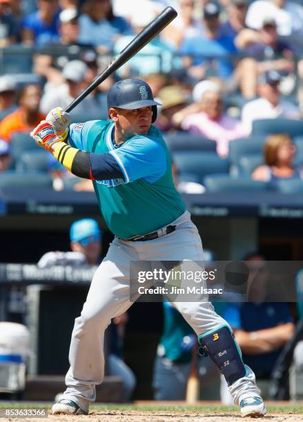 Carlos Ruiz of the Seattle Mariners in action against the New York Yankees at Yankee Stadium on August 26, 2017 in the Bronx borough of New York...