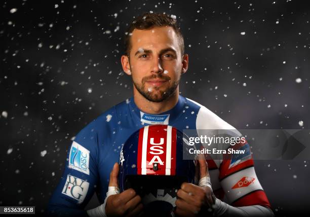 Luger Chris Mazdzer poses for a portrait during the Team USA Media Summit ahead of the PyeongChang 2018 Olympic Winter Games on September 25, 2017 in...